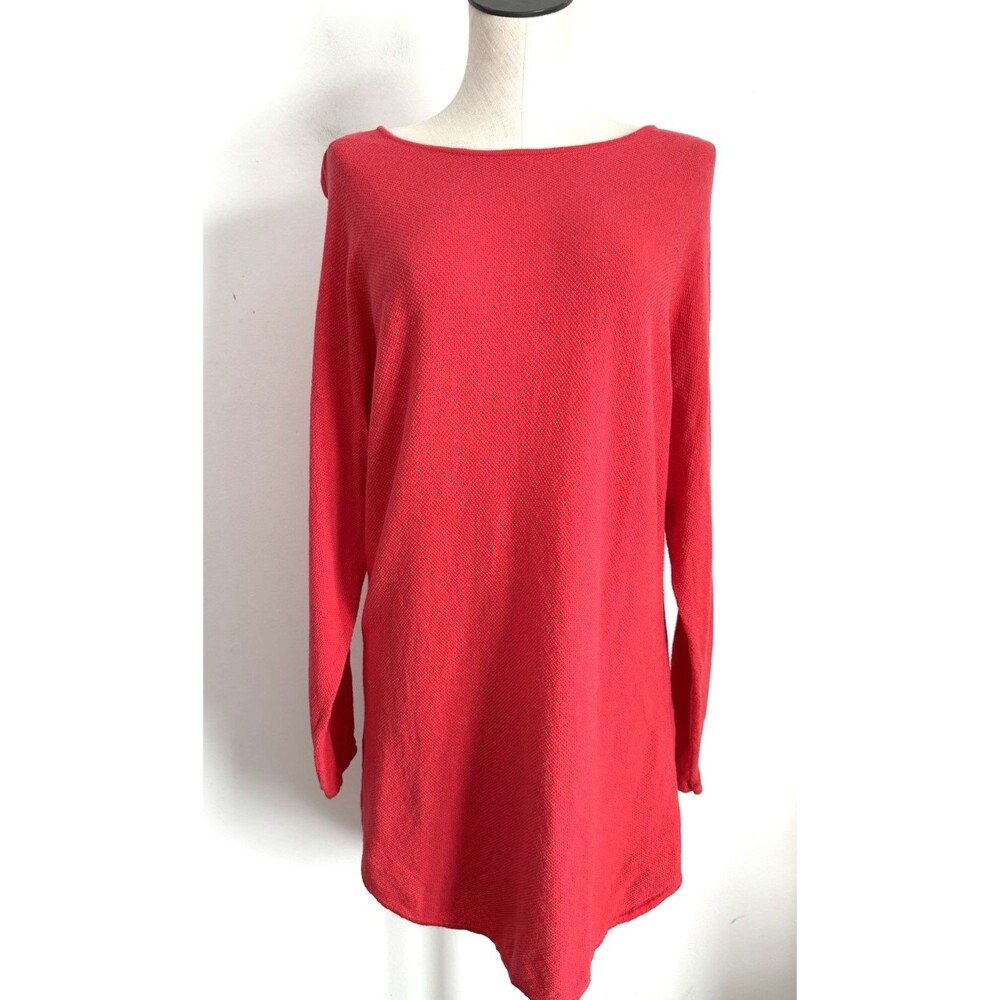 Michael Kors Orange Sweater Lon Sleeve Knit Tunic Top Size Large